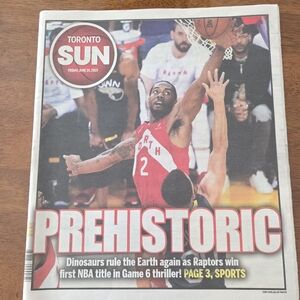 RAPTORS June 14 2019 Prehistoric Basketball Championship Toronto Sun Newspaper